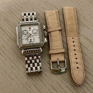 Michele Deco Stainless Steel Diamond Bracelet Watch